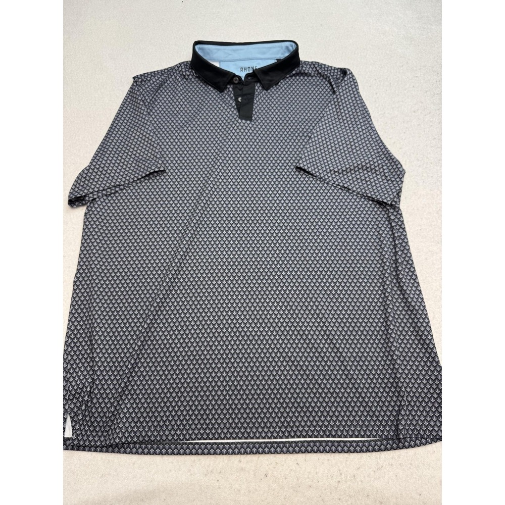 Rhone Polo Shirt Mens 2XL Gray Geometric Print Golf Performance Jersey Stretch
